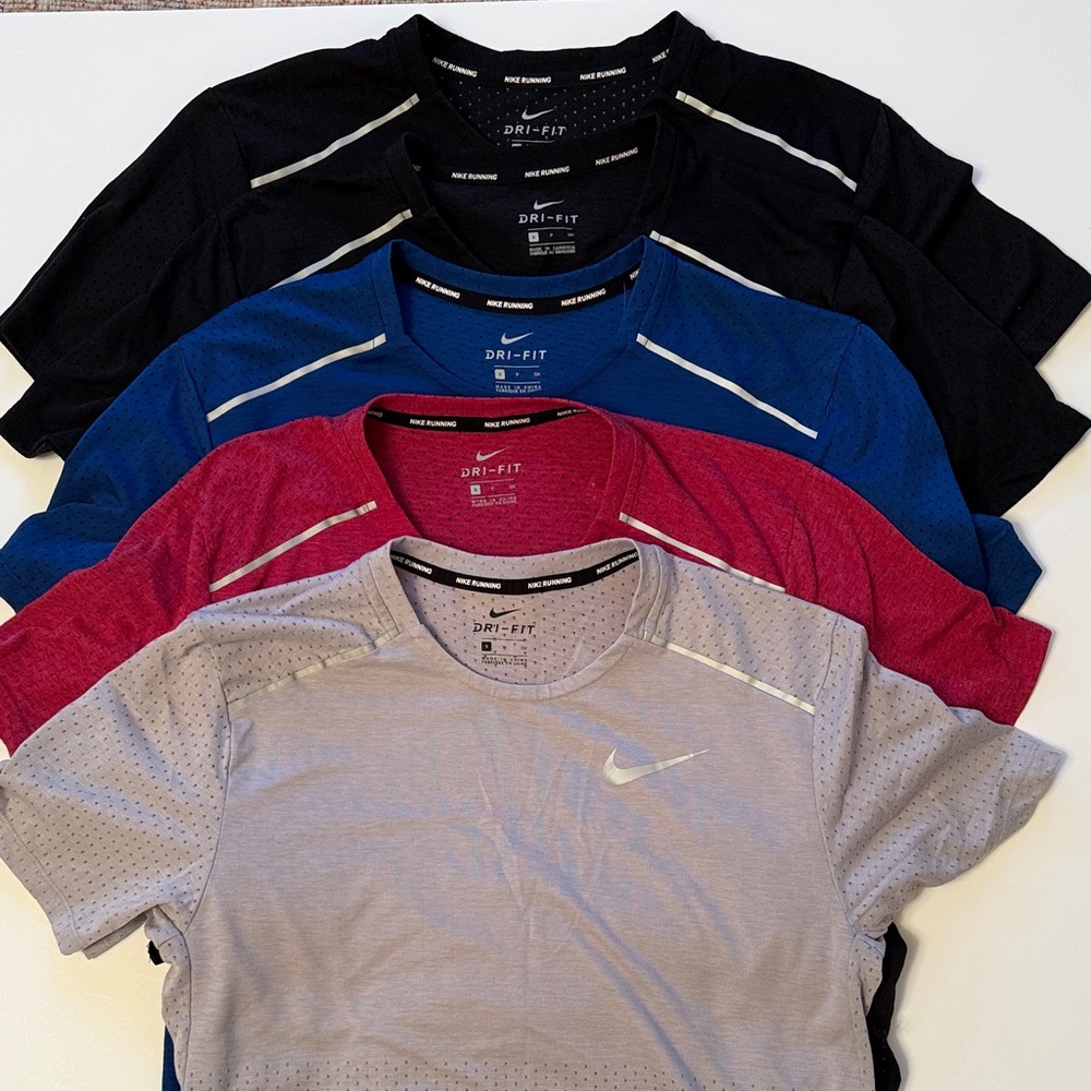 Nike Men's Dri-FIT Short Sleeve Tees - Blackx2, Blue, Red, Gray